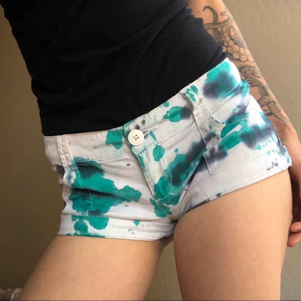💦SOLD - HAND DYED ONE OF A KIND TEAL SHORTS